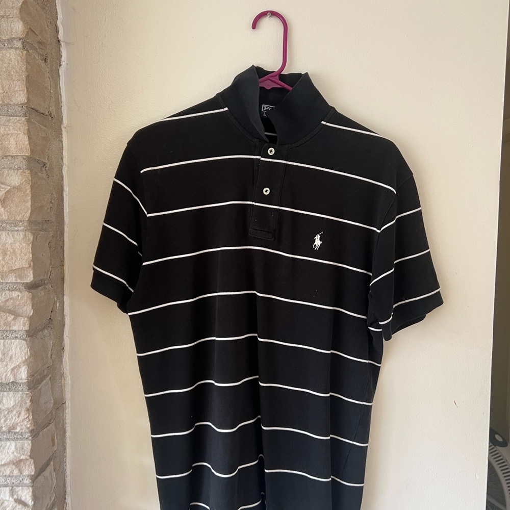 Ralph Lauren Black and White Striped Polo Shirt